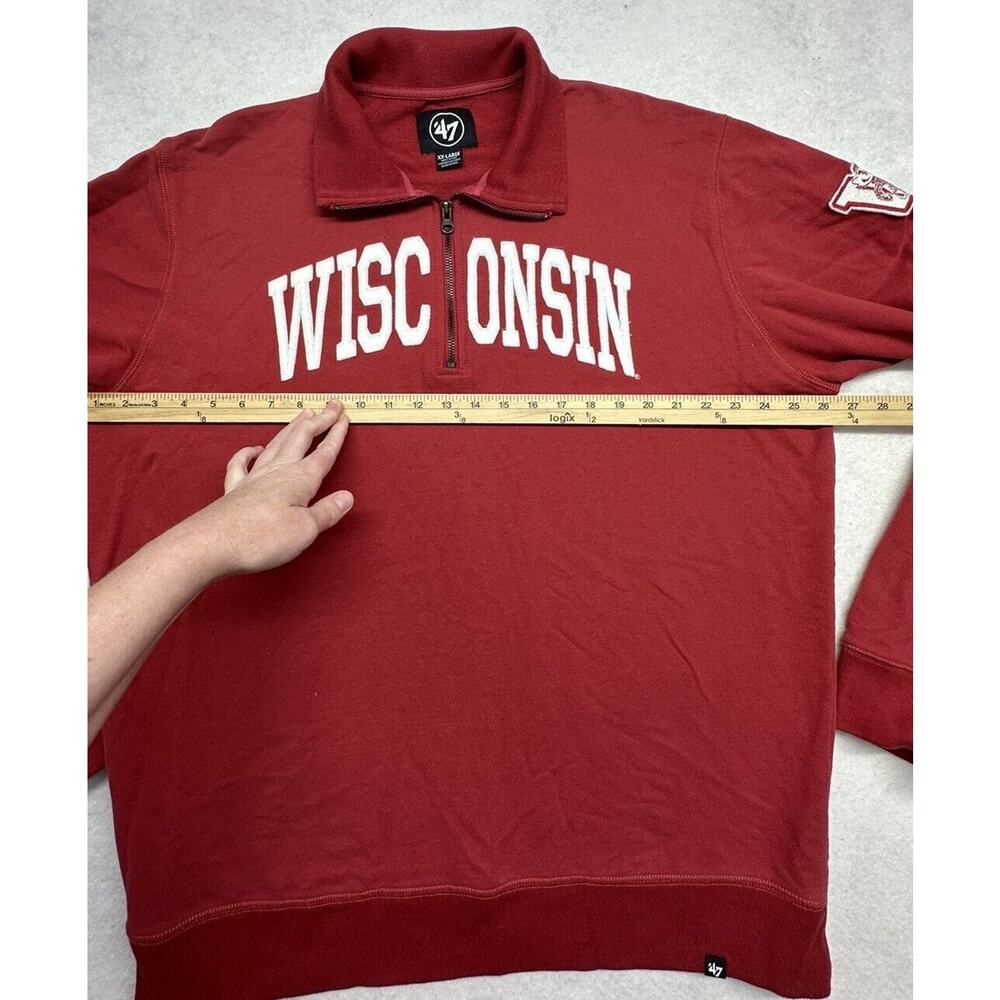 Wisconsin Badgers Mens XXL Sweatshirt 1/4 Zip Pullover '47 Red - Picture 4 of 9